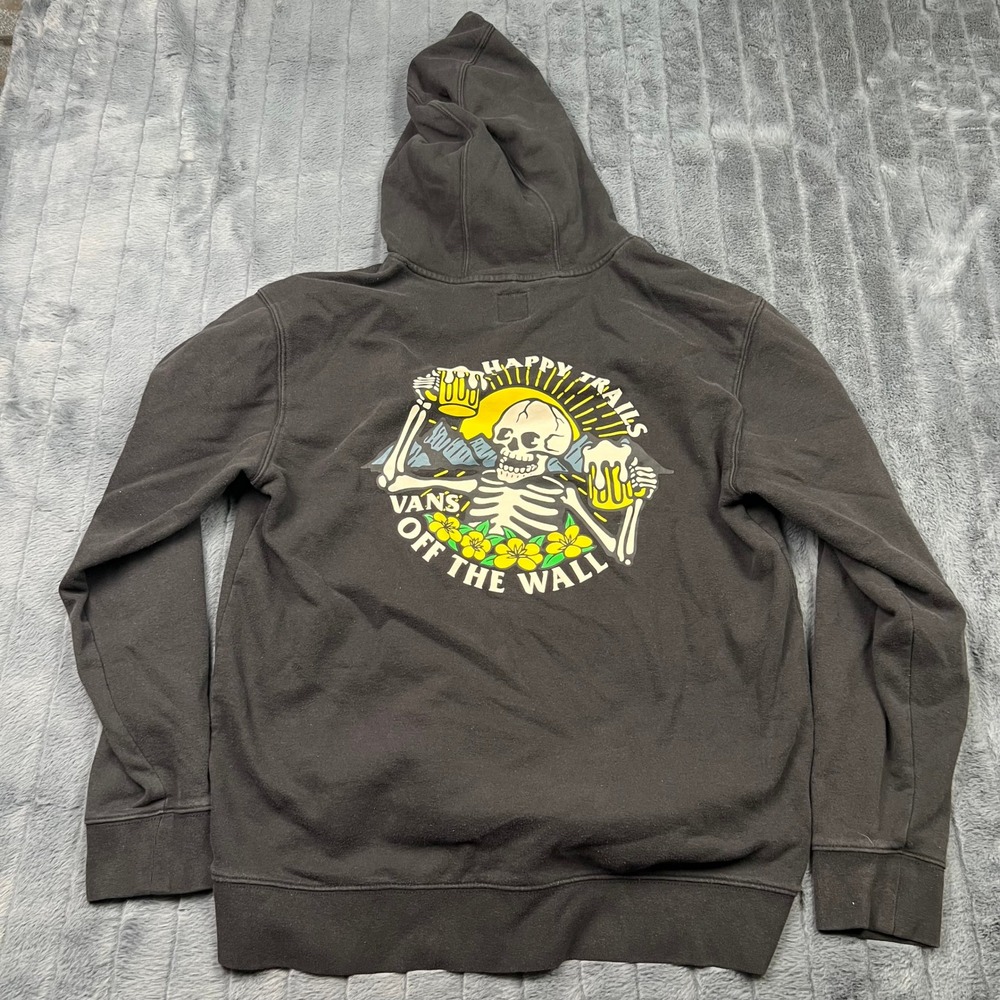Vans Off The Wall Mens Happy Trails Skeleton Beer Hoodie Black Large 11763